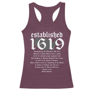 African American History Racerback Tank Top Project 1619 Established American Map Retro Vintage TS02 Maroon Print Your Wear