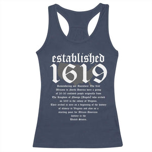 African American History Racerback Tank Top Project 1619 Established American Map Retro Vintage TS02 Navy Print Your Wear