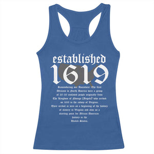 African American History Racerback Tank Top Project 1619 Established American Map Retro Vintage TS02 Royal Blue Print Your Wear