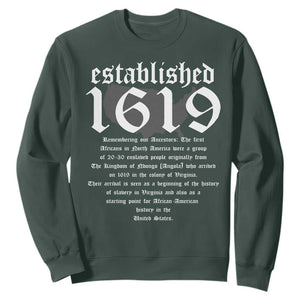 African American History Sweatshirt Project 1619 Established American Map Retro Vintage TS02 Dark Forest Green Print Your Wear