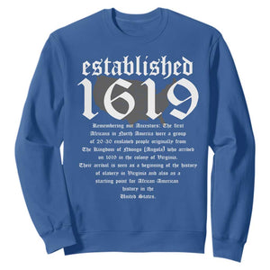 African American History Sweatshirt Project 1619 Established American Map Retro Vintage TS02 Royal Blue Print Your Wear