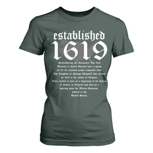 African American History T Shirt For Women Project 1619 Established American Map Retro Vintage TS02 Dark Forest Green Print Your Wear