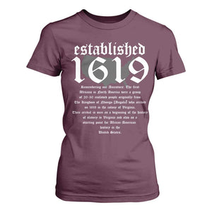 African American History T Shirt For Women Project 1619 Established American Map Retro Vintage TS02 Maroon Print Your Wear