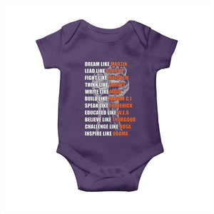 Civil Right Leaders Inspiration Baby Onesie Dream Like Martin Black History African American TS02 Purple Print Your Wear