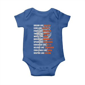 Civil Right Leaders Inspiration Baby Onesie Dream Like Martin Black History African American TS02 Royal Blue Print Your Wear