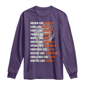 Civil Right Leaders Inspiration Long Sleeve Shirt Dream Like Martin Black History African American TS02 Purple Print Your Wear