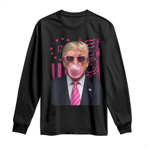 Funny Trump Bubble Gum Pink Long Sleeve Shirt He Won 2024 We The People USA Betsy Ross Flag TS02 Black Print Your Wear