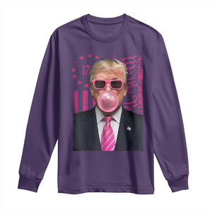 Funny Trump Bubble Gum Pink Long Sleeve Shirt He Won 2024 We The People USA Betsy Ross Flag TS02 Purple Print Your Wear