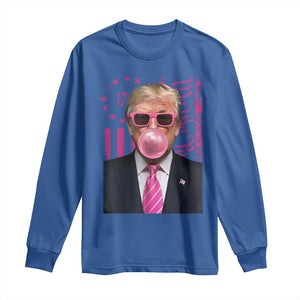 Funny Trump Bubble Gum Pink Long Sleeve Shirt He Won 2024 We The People USA Betsy Ross Flag TS02 Royal Blue Print Your Wear