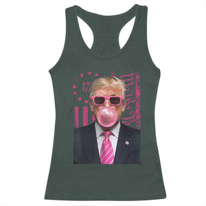 Funny Trump Bubble Gum Pink Racerback Tank Top He Won 2024 We The People USA Betsy Ross Flag TS02 Dark Forest Green Print Your Wear