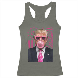 Funny Trump Bubble Gum Pink Racerback Tank Top He Won 2024 We The People USA Betsy Ross Flag TS02 Military Green Print Your Wear