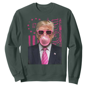 Funny Trump Bubble Gum Pink Sweatshirt He Won 2024 We The People USA Betsy Ross Flag TS02 Dark Forest Green Print Your Wear