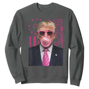 Funny Trump Bubble Gum Pink Sweatshirt He Won 2024 We The People USA Betsy Ross Flag TS02 Dark Heather Print Your Wear