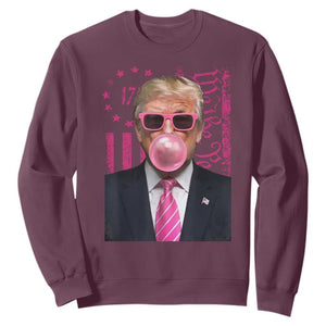 Funny Trump Bubble Gum Pink Sweatshirt He Won 2024 We The People USA Betsy Ross Flag TS02 Maroon Print Your Wear