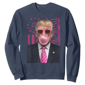 Funny Trump Bubble Gum Pink Sweatshirt He Won 2024 We The People USA Betsy Ross Flag TS02 Navy Print Your Wear