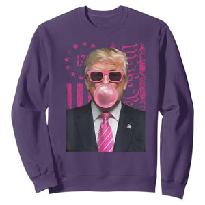 Funny Trump Bubble Gum Pink Sweatshirt He Won 2024 We The People USA Betsy Ross Flag TS02 Purple Print Your Wear