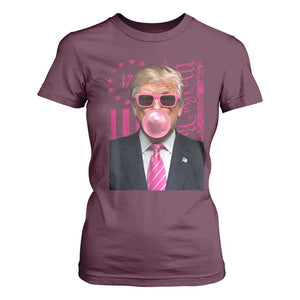 Funny Trump Bubble Gum Pink T Shirt For Women He Won 2024 We The People USA Betsy Ross Flag TS02 Maroon Print Your Wear