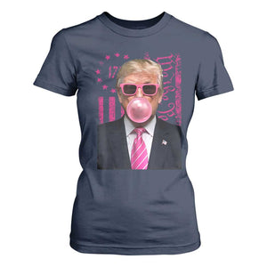 Funny Trump Bubble Gum Pink T Shirt For Women He Won 2024 We The People USA Betsy Ross Flag TS02 Navy Print Your Wear