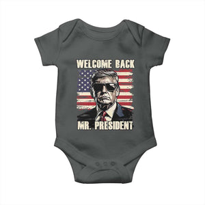 Trump Won 2024 Baby Onesie Welcome Back Mr President 47 Victory American Flag TS02 Dark Heather Print Your Wear