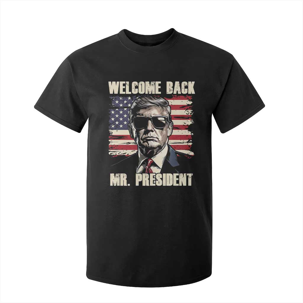 Trump Won 2024 T Shirt For Kid Welcome Back Mr President 47 Victory American Flag TS02 Black Print Your Wear