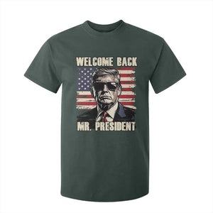 Trump Won 2024 T Shirt For Kid Welcome Back Mr President 47 Victory American Flag TS02 Dark Forest Green Print Your Wear