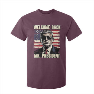 Trump Won 2024 T Shirt For Kid Welcome Back Mr President 47 Victory American Flag TS02 Maroon Print Your Wear