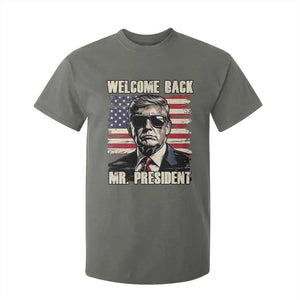 Trump Won 2024 T Shirt For Kid Welcome Back Mr President 47 Victory American Flag TS02 Military Green Print Your Wear