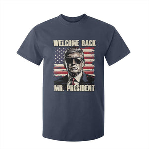 Trump Won 2024 T Shirt For Kid Welcome Back Mr President 47 Victory American Flag TS02 Navy Print Your Wear