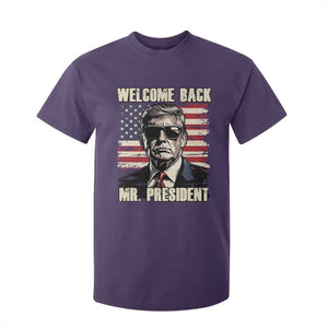 Trump Won 2024 T Shirt For Kid Welcome Back Mr President 47 Victory American Flag TS02 Purple Print Your Wear