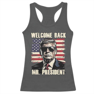 Trump Won 2024 Racerback Tank Top Welcome Back Mr President 47 Victory American Flag TS02 Dark Heather Print Your Wear