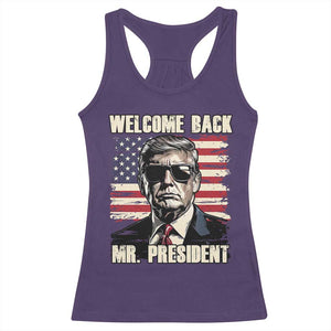 Trump Won 2024 Racerback Tank Top Welcome Back Mr President 47 Victory American Flag TS02 Purple Print Your Wear