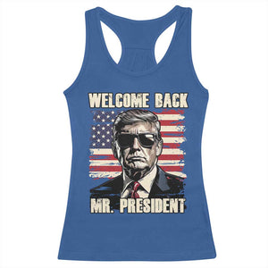 Trump Won 2024 Racerback Tank Top Welcome Back Mr President 47 Victory American Flag TS02 Royal Blue Print Your Wear