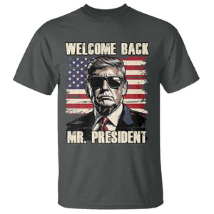 Trump Won 2024 T Shirt Welcome Back Mr President 47 Victory American Flag TS02 Dark Heather Print Your Wear