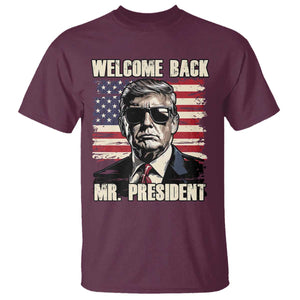 Trump Won 2024 T Shirt Welcome Back Mr President 47 Victory American Flag TS02 Maroon Print Your Wear