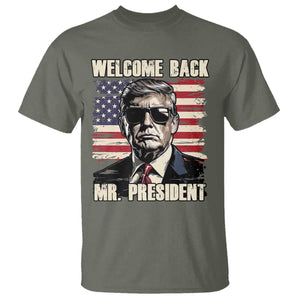 Trump Won 2024 T Shirt Welcome Back Mr President 47 Victory American Flag TS02 Military Green Print Your Wear