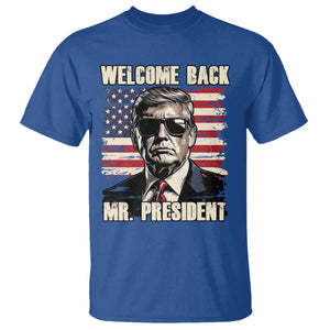 Trump Won 2024 T Shirt Welcome Back Mr President 47 Victory American Flag TS02 Royal Blue Print Your Wear