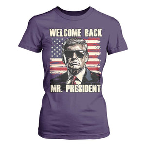 Trump Won 2024 T Shirt For Women Welcome Back Mr President 47 Victory American Flag TS02 Purple Print Your Wear