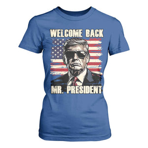 Trump Won 2024 T Shirt For Women Welcome Back Mr President 47 Victory American Flag TS02 Royal Blue Print Your Wear