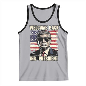 Trump Won 2024 Tank Top Welcome Back Mr President 47 Victory American Flag TS02 Athletic Heather Black Print Your Wear