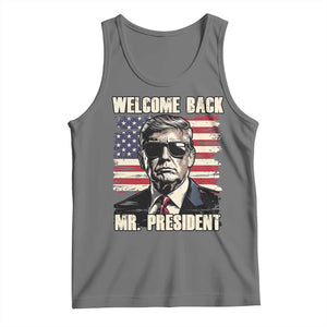 Trump Won 2024 Tank Top Welcome Back Mr President 47 Victory American Flag TS02 Black Heather Print Your Wear