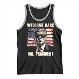 Trump Won 2024 Tank Top Welcome Back Mr President 47 Victory American Flag TS02 Black Athletic Heather Print Your Wear