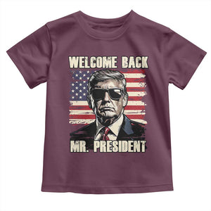 Trump Won 2024 Toddler T Shirt Welcome Back Mr President 47 Victory American Flag TS02 Maroon Print Your Wear