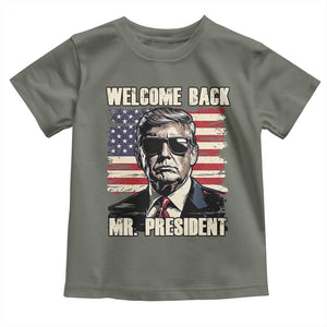 Trump Won 2024 Toddler T Shirt Welcome Back Mr President 47 Victory American Flag TS02 Military Green Print Your Wear