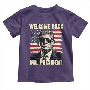 Trump Won 2024 Toddler T Shirt Welcome Back Mr President 47 Victory American Flag TS02 Purple Print Your Wear