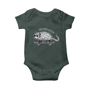 Funny Opossum Meme Baby Onesie Awesome Possum Cool 90s Retro Vintage Animal Lover TS02 Dark Forest Green Print Your Wear