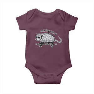 Funny Opossum Meme Baby Onesie Awesome Possum Cool 90s Retro Vintage Animal Lover TS02 Maroon Print Your Wear