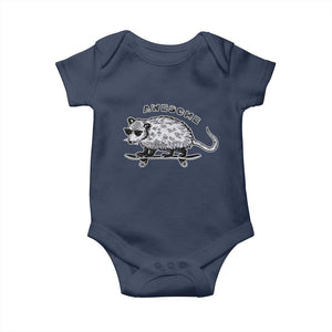 Funny Opossum Meme Baby Onesie Awesome Possum Cool 90s Retro Vintage Animal Lover TS02 Navy Print Your Wear