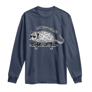 Funny Opossum Meme Long Sleeve Shirt Awesome Possum Cool 90s Retro Vintage Animal Lover TS02 Navy Print Your Wear