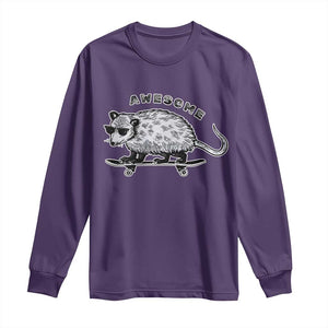 Funny Opossum Meme Long Sleeve Shirt Awesome Possum Cool 90s Retro Vintage Animal Lover TS02 Purple Print Your Wear