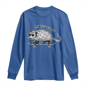 Funny Opossum Meme Long Sleeve Shirt Awesome Possum Cool 90s Retro Vintage Animal Lover TS02 Royal Blue Print Your Wear